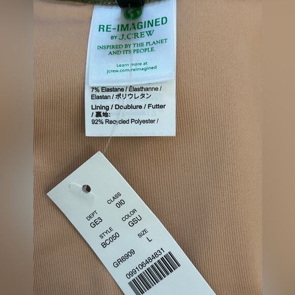 J, Crew NWT Textured Curved-waist Cheeky Bikini Swim Bottoms Green Large - Picture 7 of 11